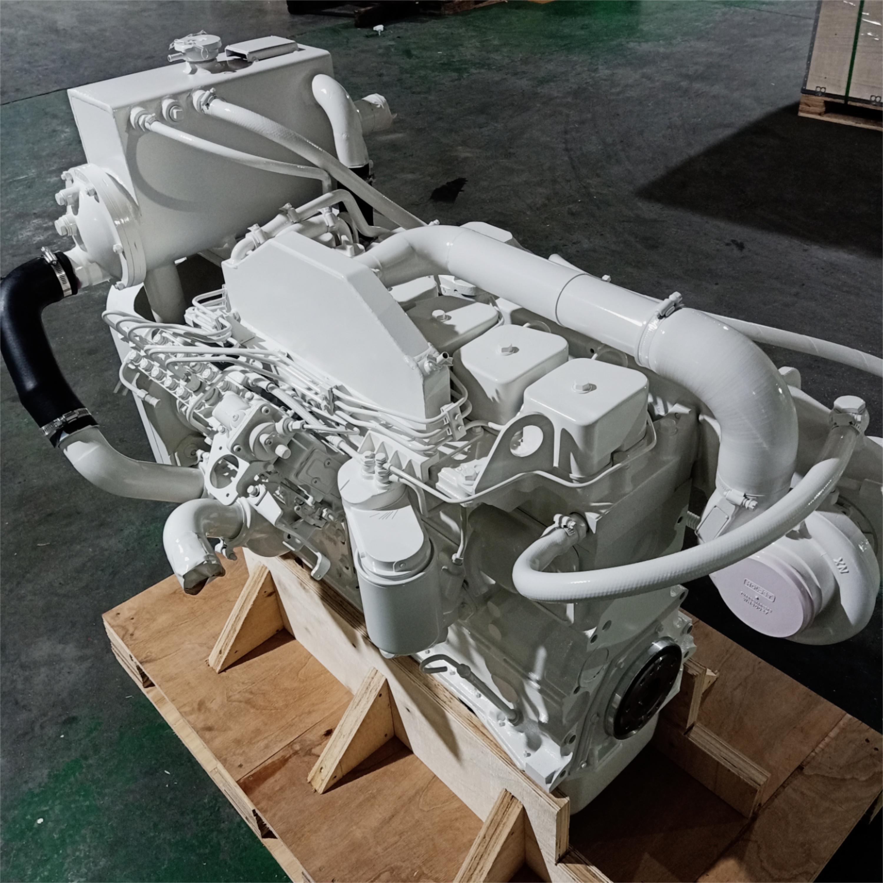6BTA marine engine including wet exhaust manifold, wet exhaust turbocharger, sea water pump and heat exchanger